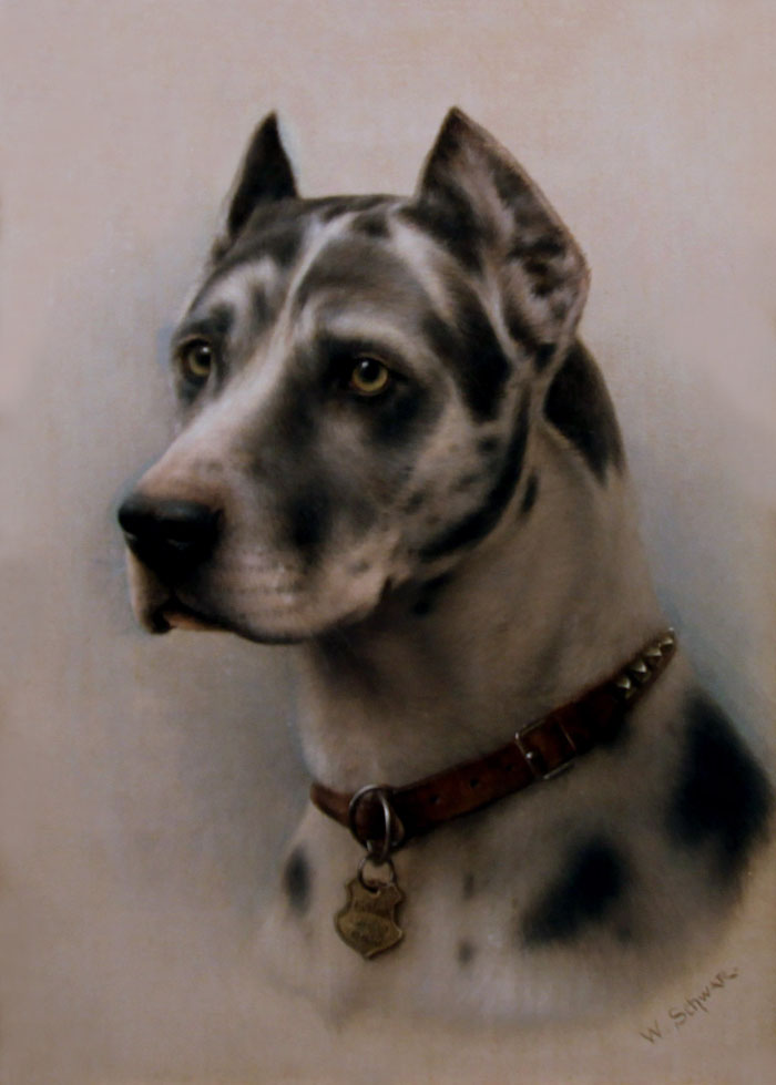 Click to see full size: Great Dane by Wilhelm Schwar (German 1860 - 1943)