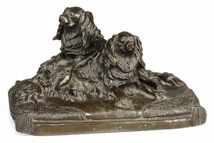 Click to see full size: Bronze Spaniels by Antoine-Louis Barye (1796?1875)