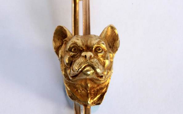 Click to see full size: Gold pin of a French Bulldog by 