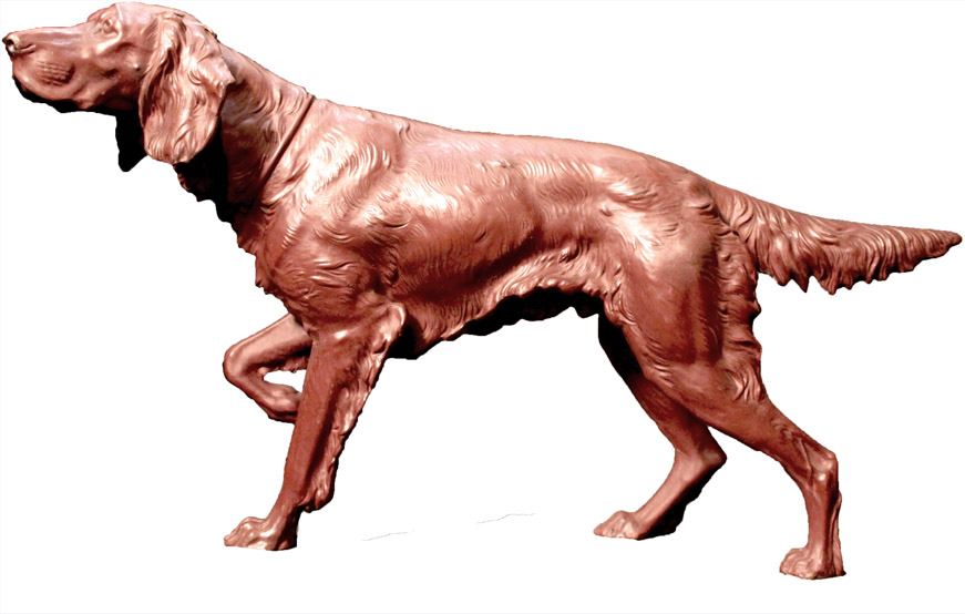 Click to see full size: Metal cold painted sculpture of a setter.
