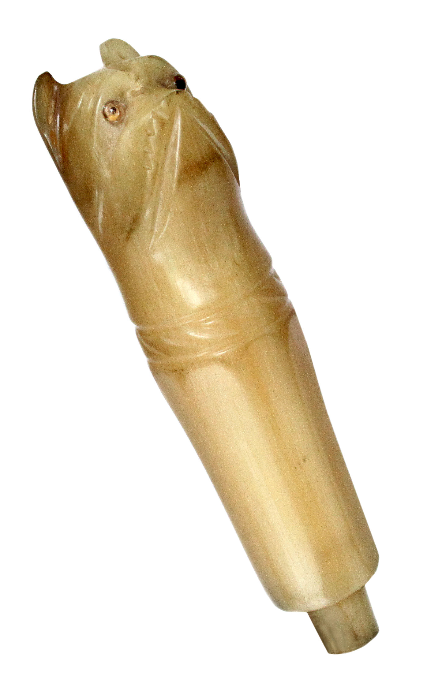 Click to see full size: Art Deco celluloid cane handle depicting a West Highland Terrier head