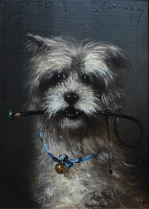 Click to see full size: Oil on board of a Terrier