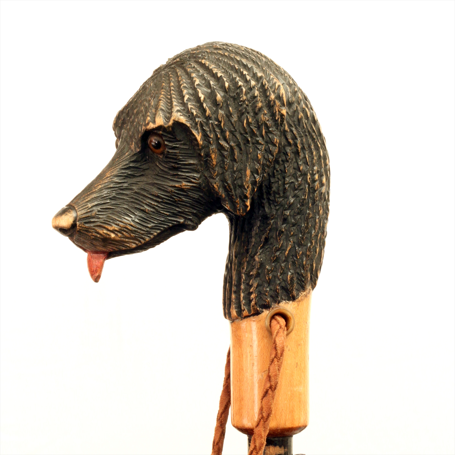 Click to see full size:  A Paragon Fox lady?s umbrella with carved Irish Water Spaniel handle