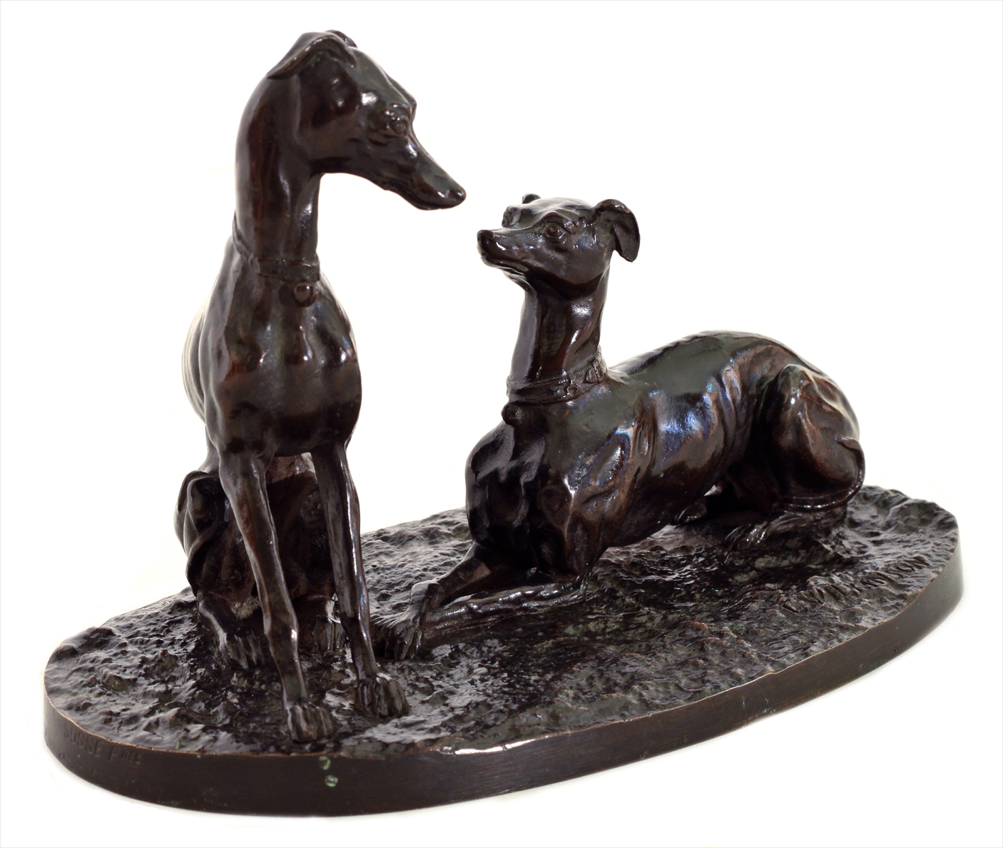 Click to see full size: Bronze of two Italian Greyhounds  Whippets by Charles A Wilkinson 01 webready