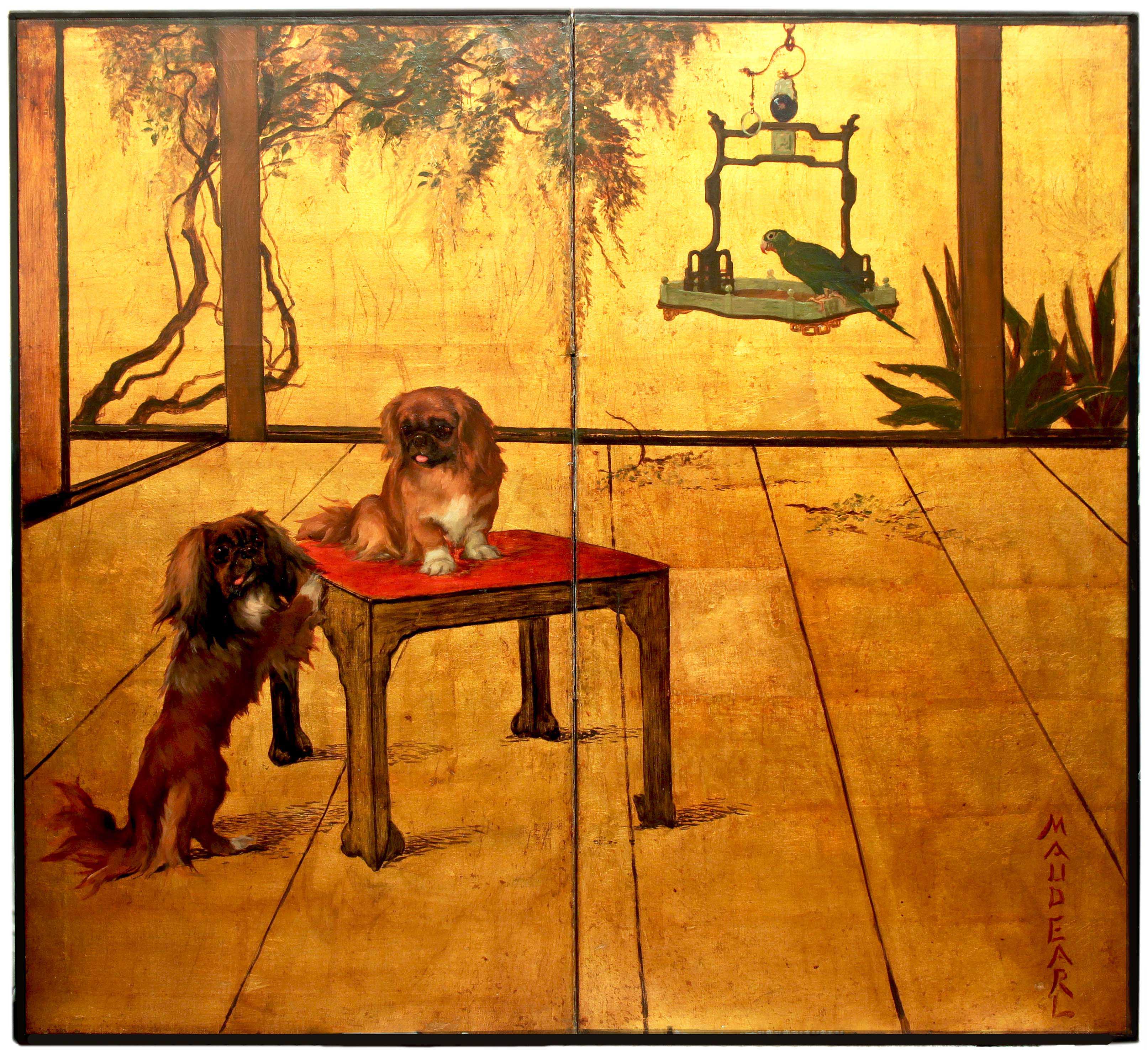 Click for larger image: Pekingese Screen by Maud Earl (1864-1943) - Pekingese Screen by Maud Earl (1864-1943)