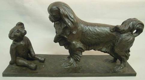 Click to see full size: Japanese Chin bronze by Frans Jochems (Belgium 1880-1949)     SOLD