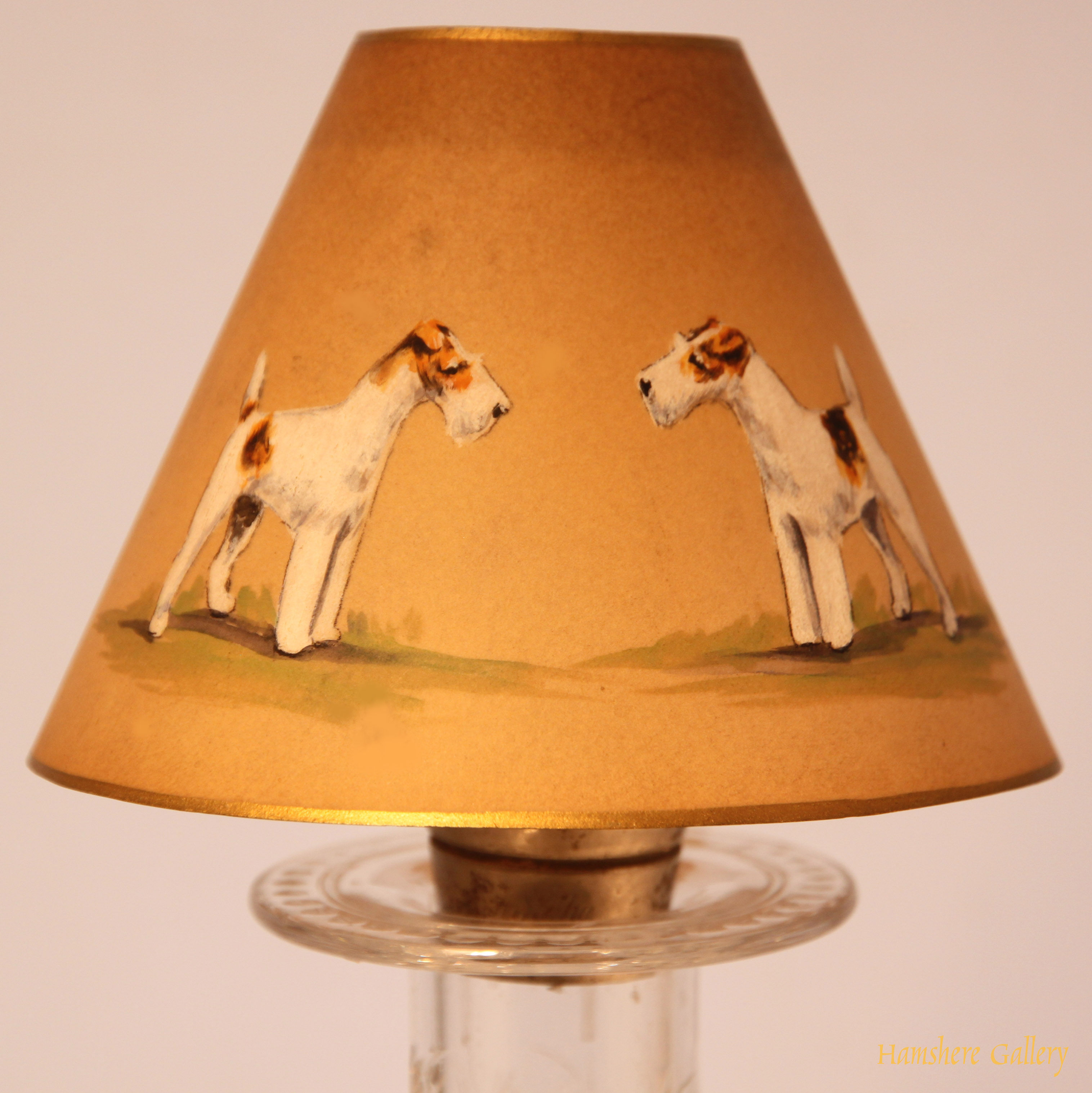 Click to see full size: candle sconce of two standing Wire-haired Fox Terriers. English, 1930�s