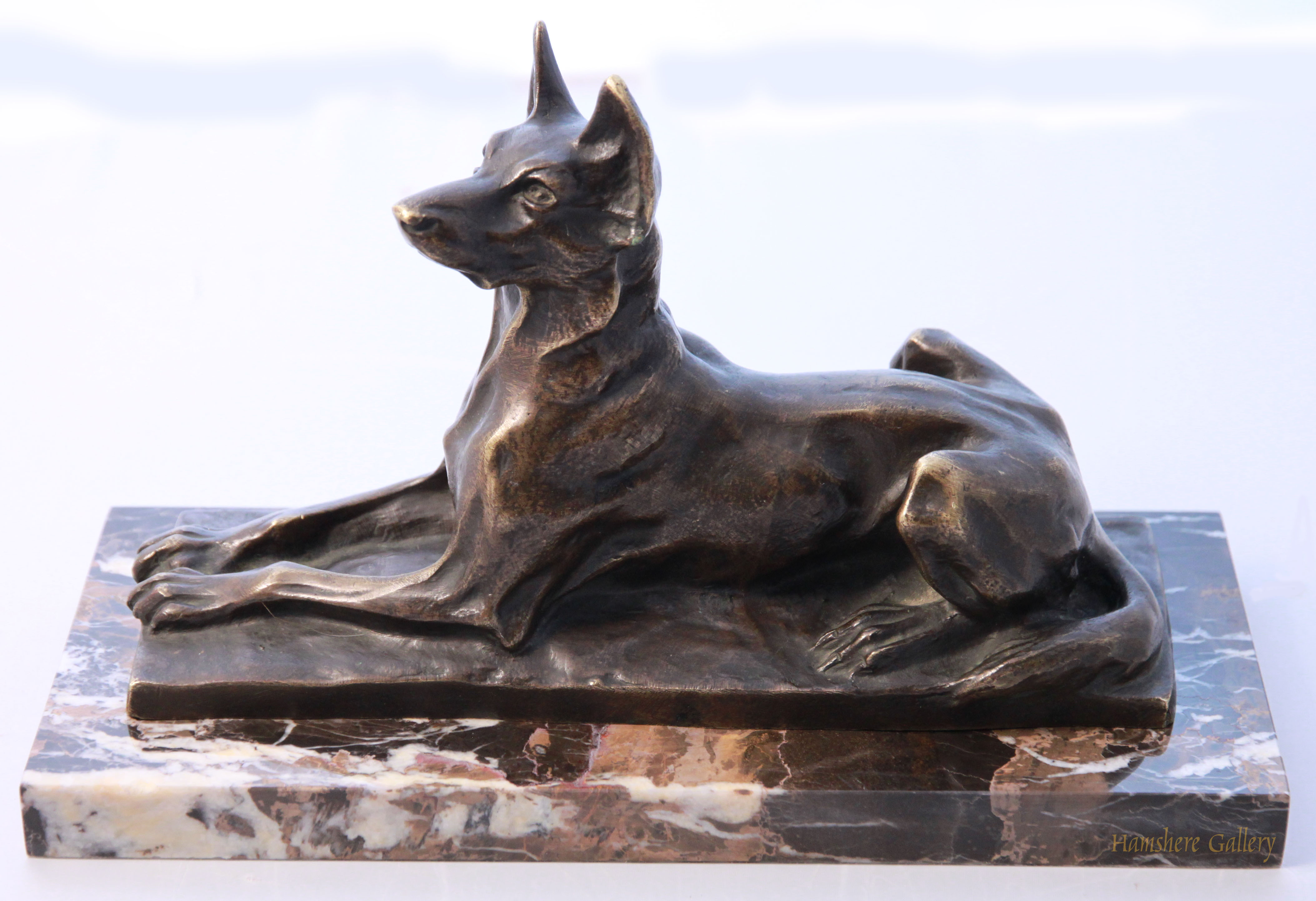 Click to see full size: German Shepherd bronze by Charles Louis Eugène Virion 