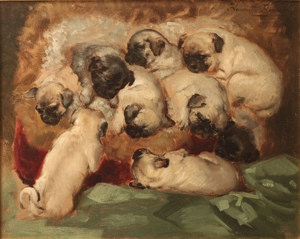 Click to see full size: Pug Puppies by Henriette Ronner-Knip