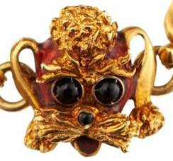 Click for larger image: Gold and enamel Poodle bracelet - Gold and enamel Poodle bracelet