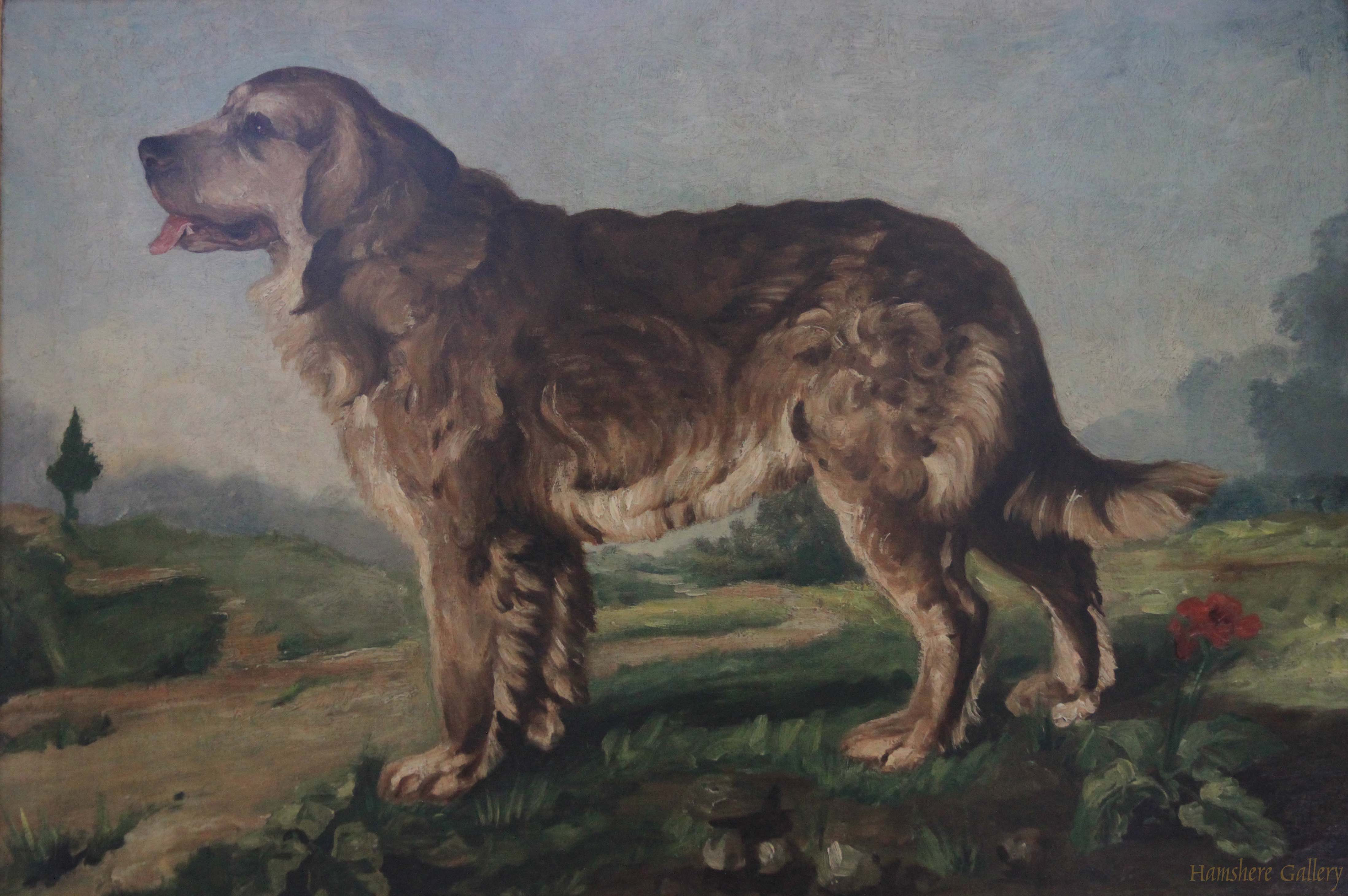 Click for larger image: An oil on canvas of a Golden Retriever - An oil on canvas of a Golden Retriever