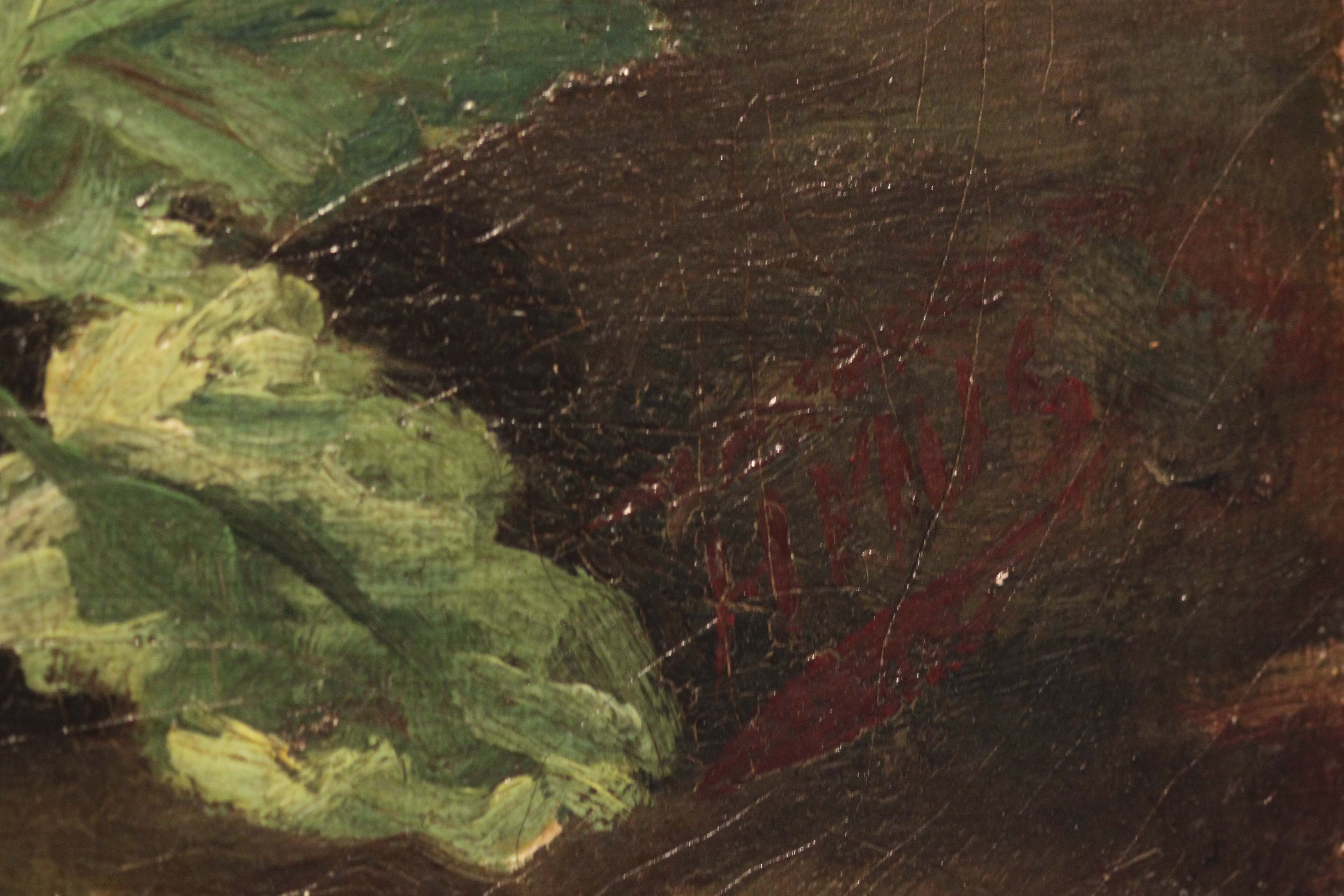 Click for larger image: An oil on canvas of a Golden Retriever signature - An oil on canvas of a Golden Retriever signature