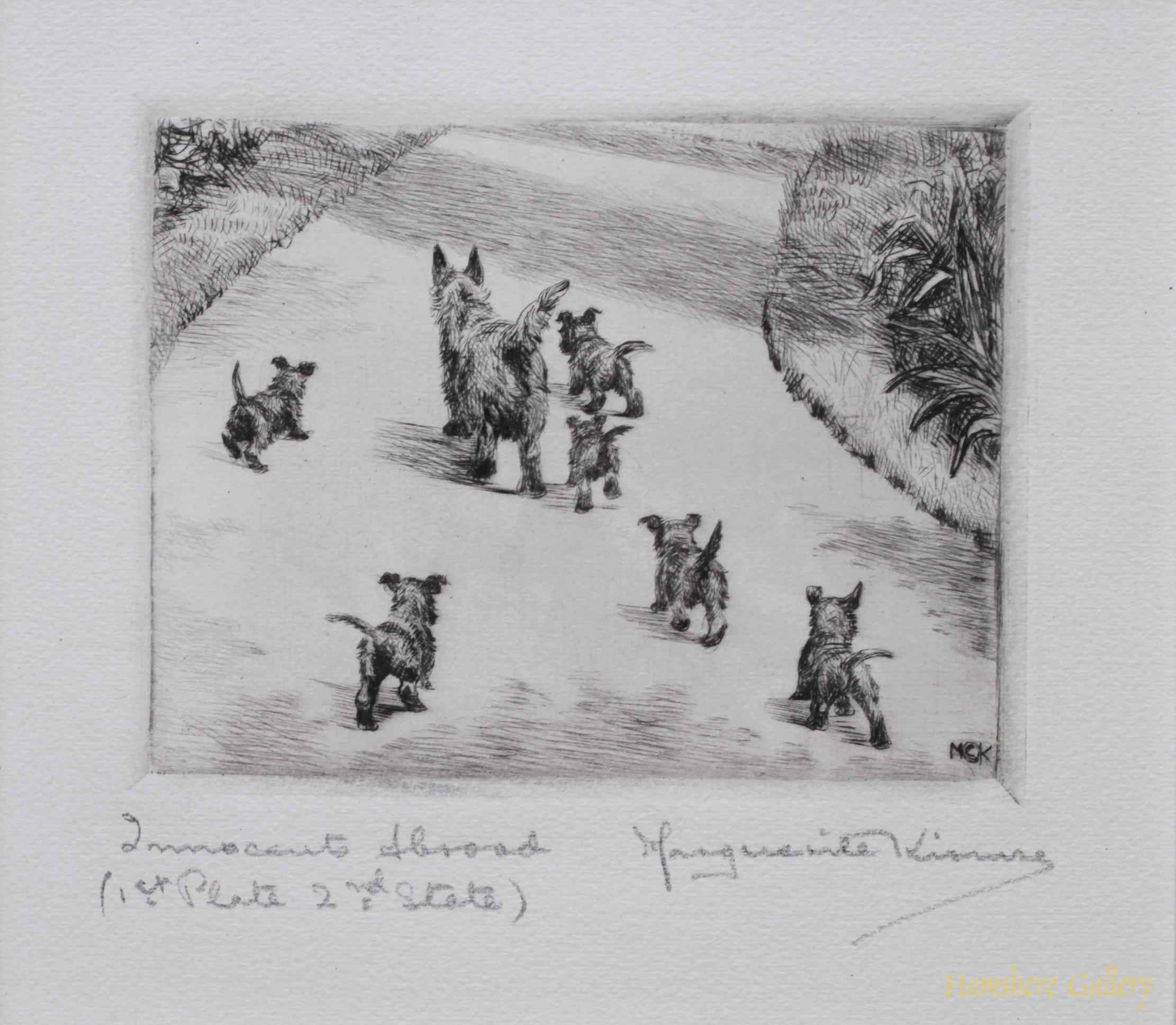 Click for larger image: Scottish Terrier dry-point etching Innocents Abroadby Marguerite Kirmse - Scottish Terrier dry-point etching Innocents Abroadby Marguerite Kirmse