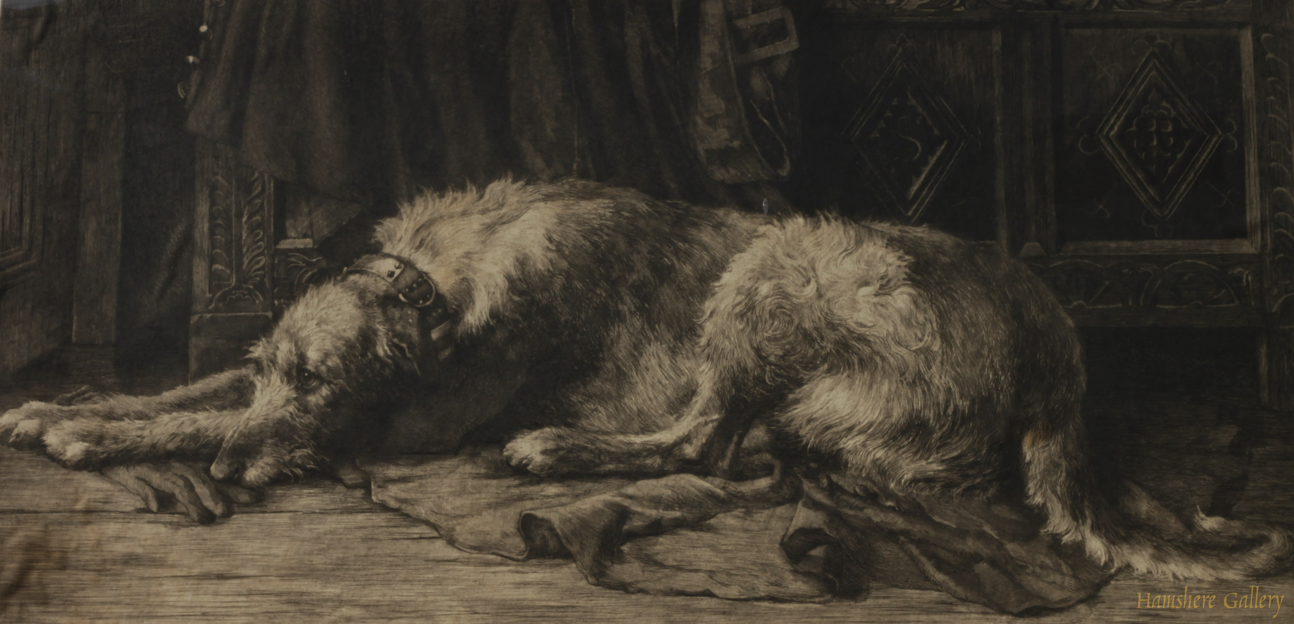 Click to see full size: O For A Touch Of A Vanished Hand� Scottish Deerhound by Herbert Thomas Dicksee RE