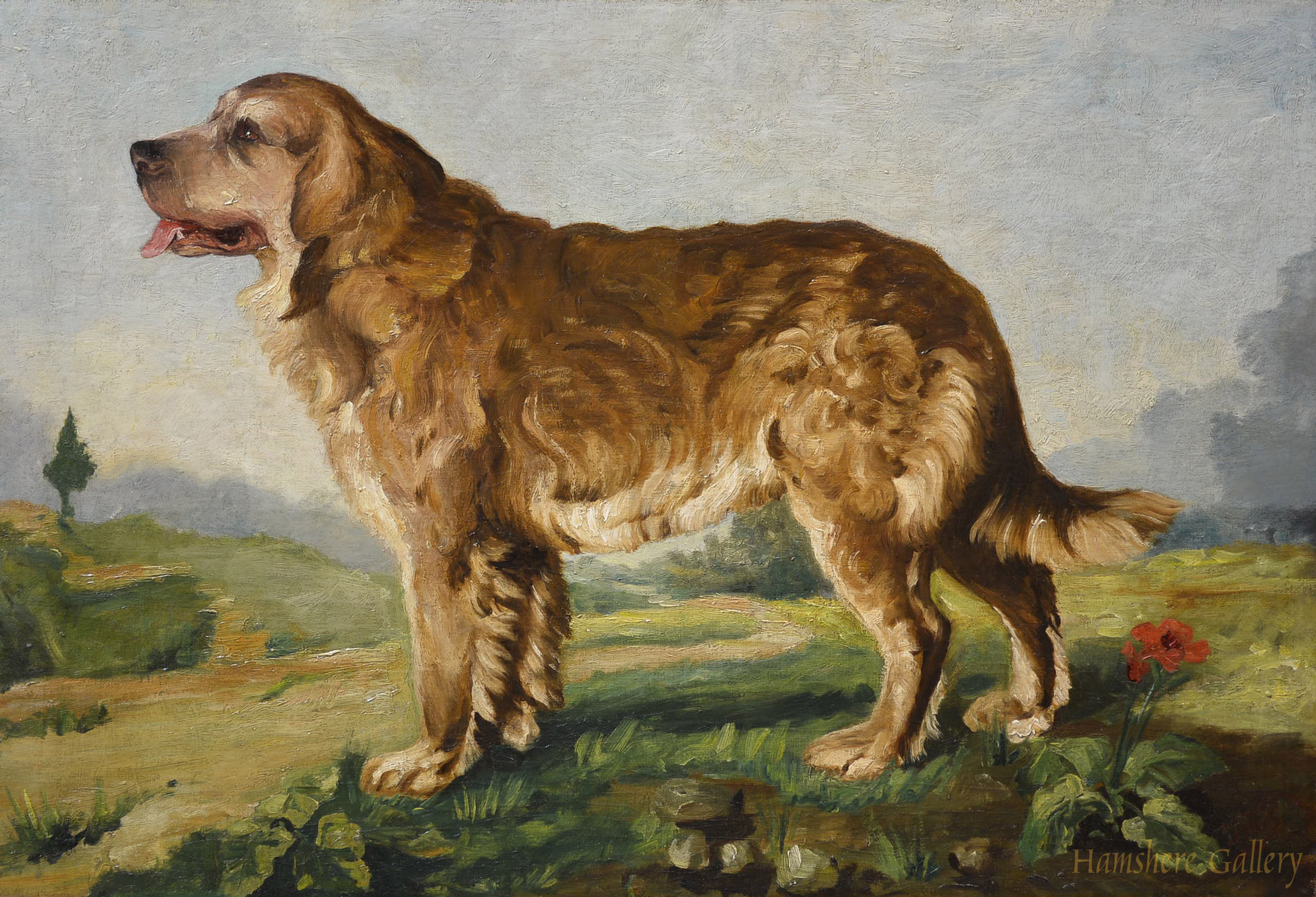 Click to see full size: An oil on canvas of a Golden Retriever