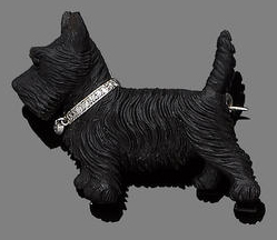 Click to see full size: Cocker Spaniel onyx and diamond brooch