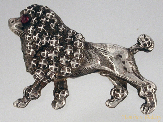 Click to see full size: Victorian Silver Poodle brooch