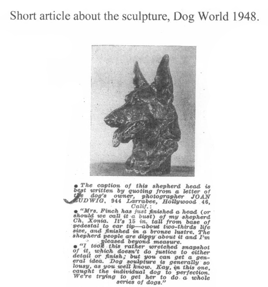 Click for larger image: A bronze of the German Shepherd Champion Xonia of San Miguel by Kay Finch - A bronze of the German Shepherd Champion Xonia of San Miguel by Kay Finch