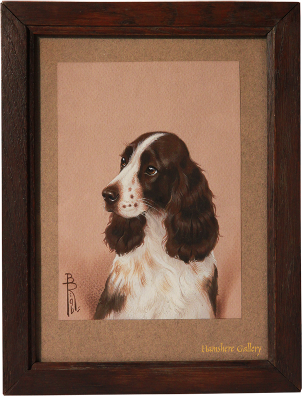 Click for larger image: Miniature in watercolour of a Cocker Spaniel by Boris Stefanovitch Riabouchinsky - Miniature in watercolour of a Cocker Spaniel by Boris Stefanovitch Riabouchinsky