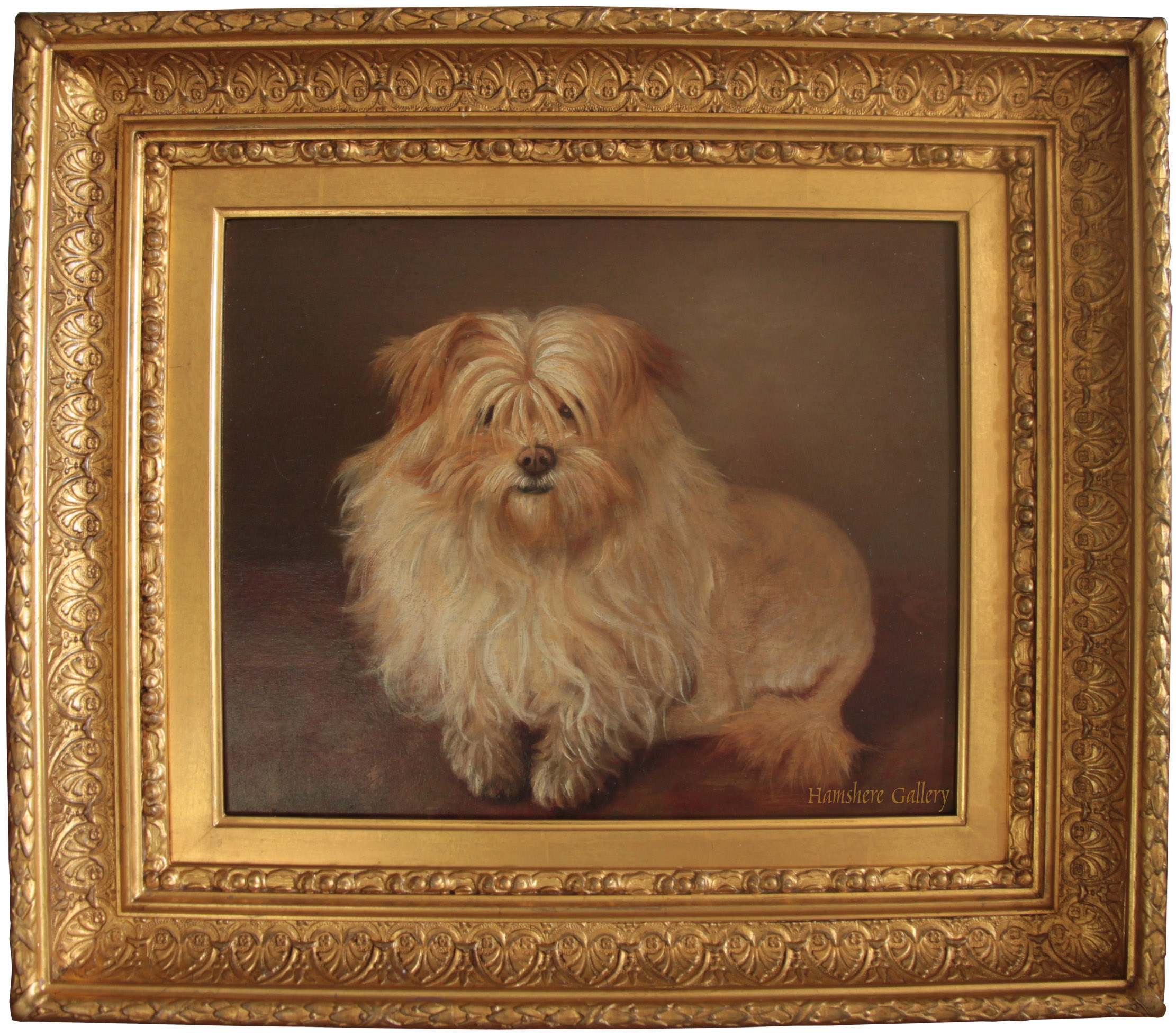 Click for larger image: Oil on panel of a Terrier by Hubert Henrard - Oil on panel of a Terrier by Hubert Henrard