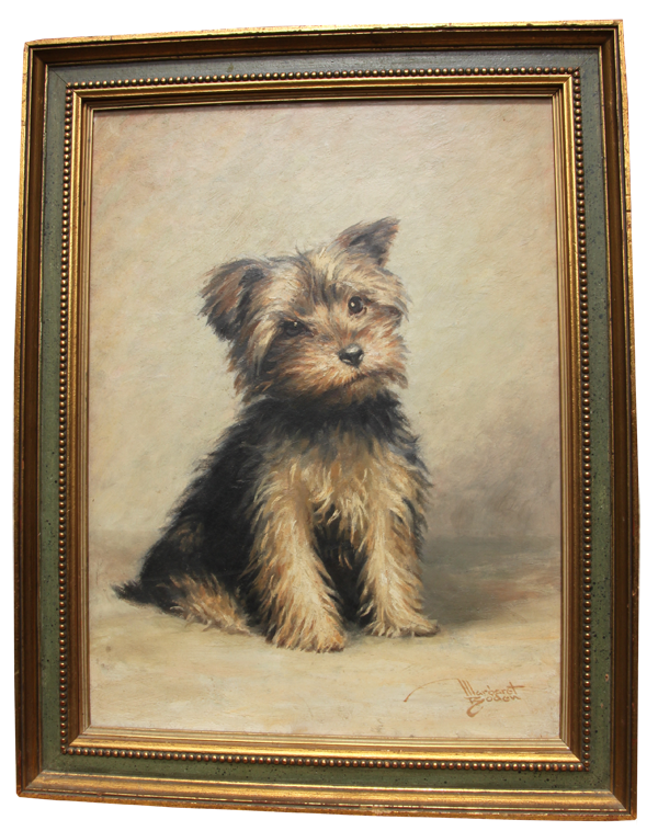 Click for larger image: Oil of a Yorkshire Terrier puppy by Margaret Boden - Oil of a Yorkshire Terrier puppy by Margaret Boden