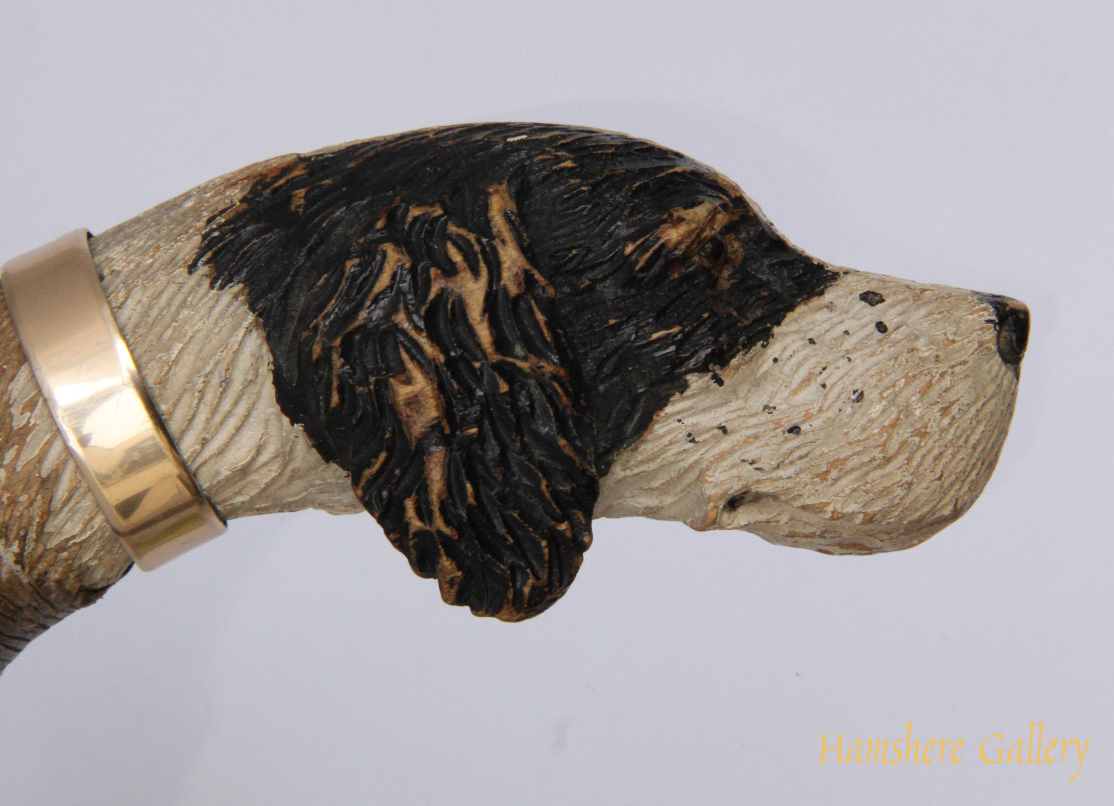 Click for larger image: A Paragon S Fox lady’s umbrella with carved English Setter - A Paragon S Fox lady’s umbrella with carved English Setter