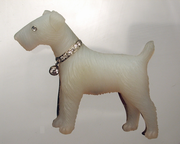 Click to see full size: Airedale Terrier/ Wire Fox Terrier Chalcedony Brooch