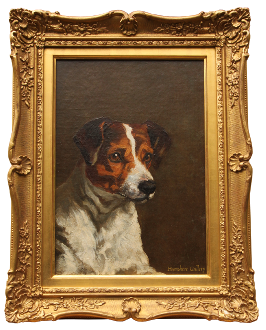 Click for larger image: Oil on canvas of a Smooth-haired Fox Terrier / Jack Russell - Oil on canvas of a Smooth-haired Fox Terrier / Jack Russell