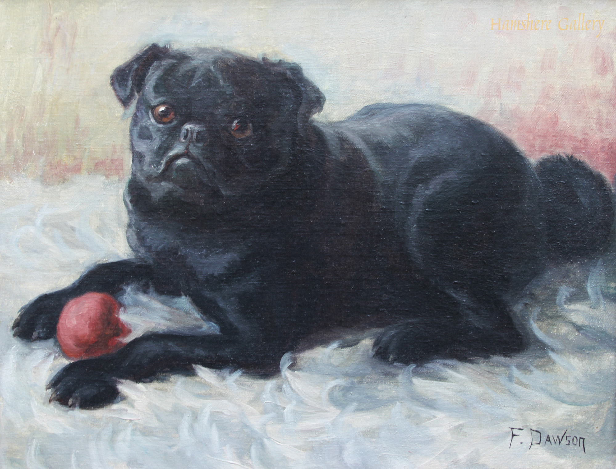 Click to see full size: Pug oil by Charles Frederick Dawson FRCA