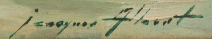 Click for larger image: Oil of Wire-haired Fox Terrier in seaside scene by Jacques Albert - Oil of Wire-haired Fox Terrier in seaside scene by Jacques Albert