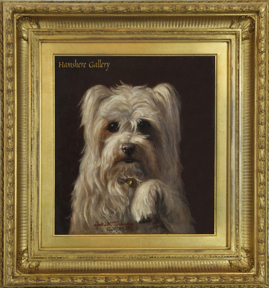 Click for larger image: An oil of a Maltese dog by Gustave Jean Louis Mohler - An oil of a Maltese dog by Gustave Jean Louis Mohler