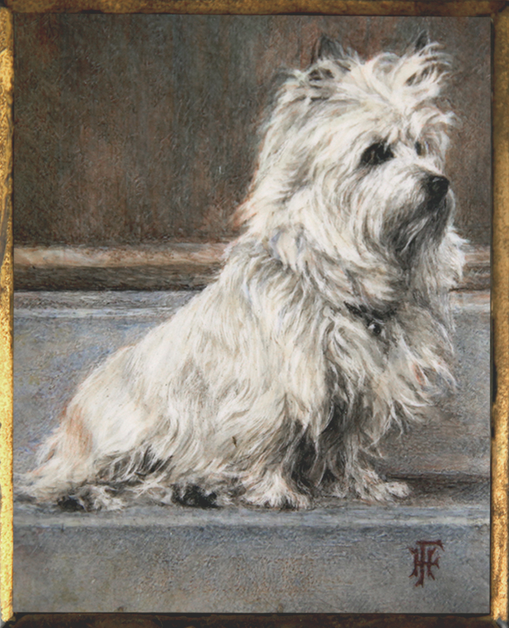 Click for larger image: A miniature of Jane a Cairn Terrier by Hilda M Farmery (English) - A miniature of Jane a Cairn Terrier by Hilda M Farmery (English)