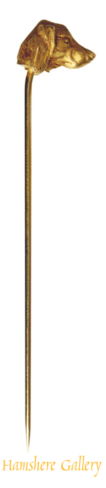 Click for larger image: A gold English Setter / Gordon Setter / Irish Setter stick pin - A gold English Setter / Gordon Setter / Irish Setter stick pin