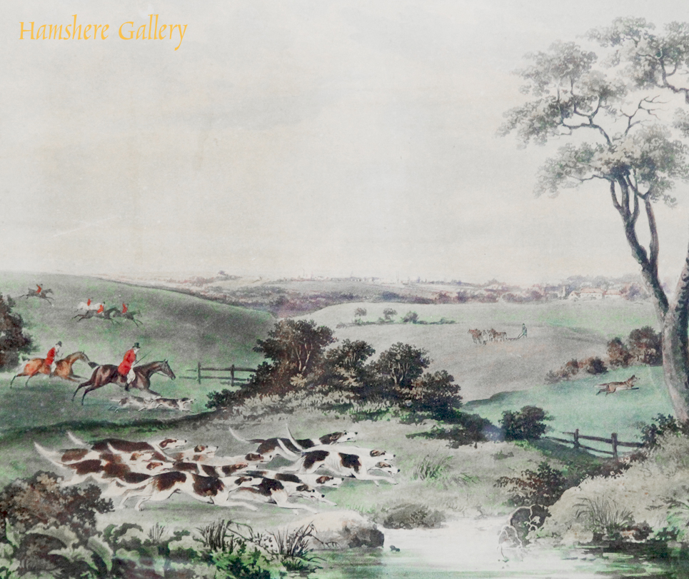 Click for larger image: A watercolour of a hunting scene outside English public house - A watercolour of a hunting scene outside English public house