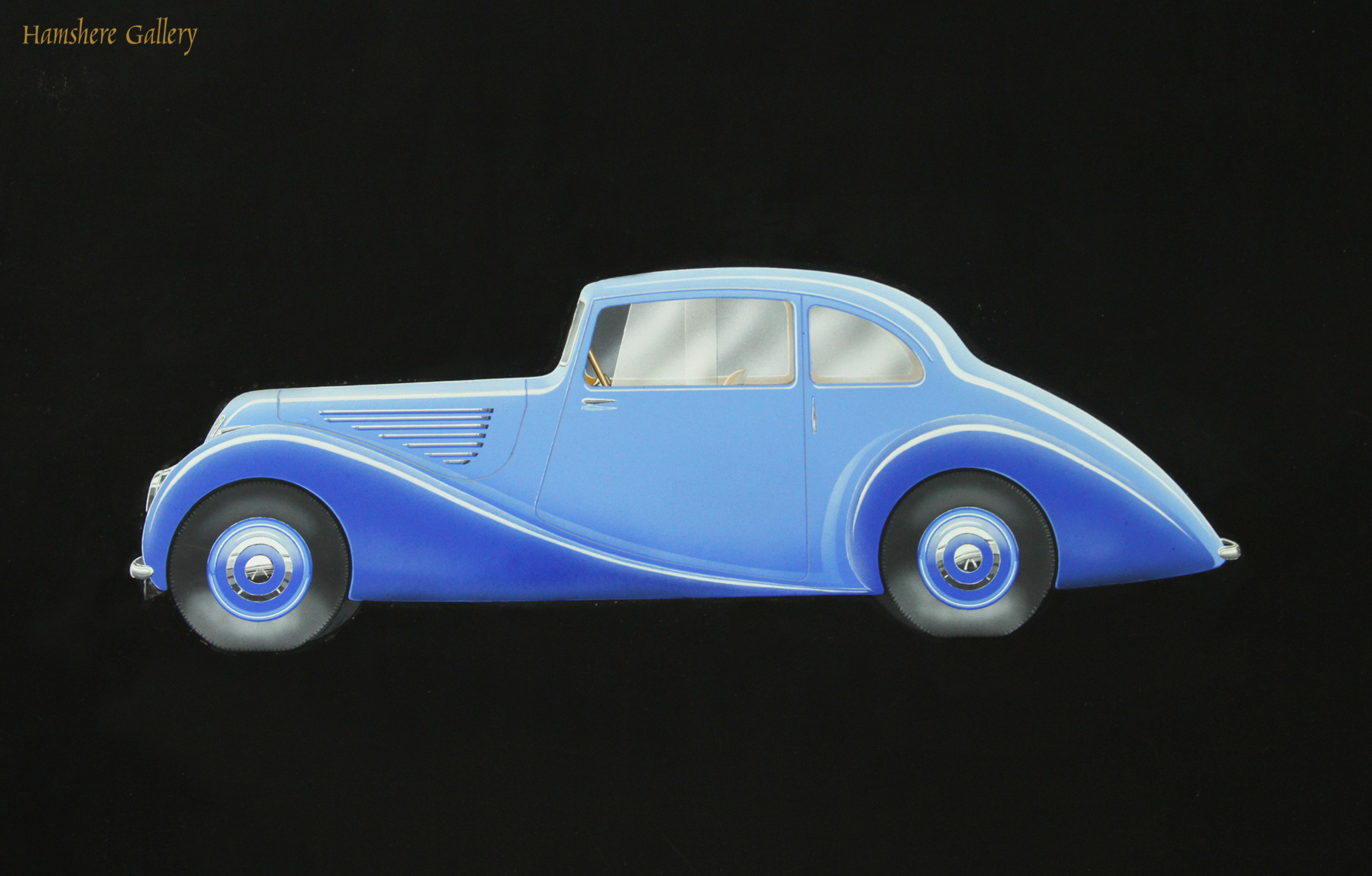 Click to see full size: 1940’s gouache design for Bristol Motor Car 400
