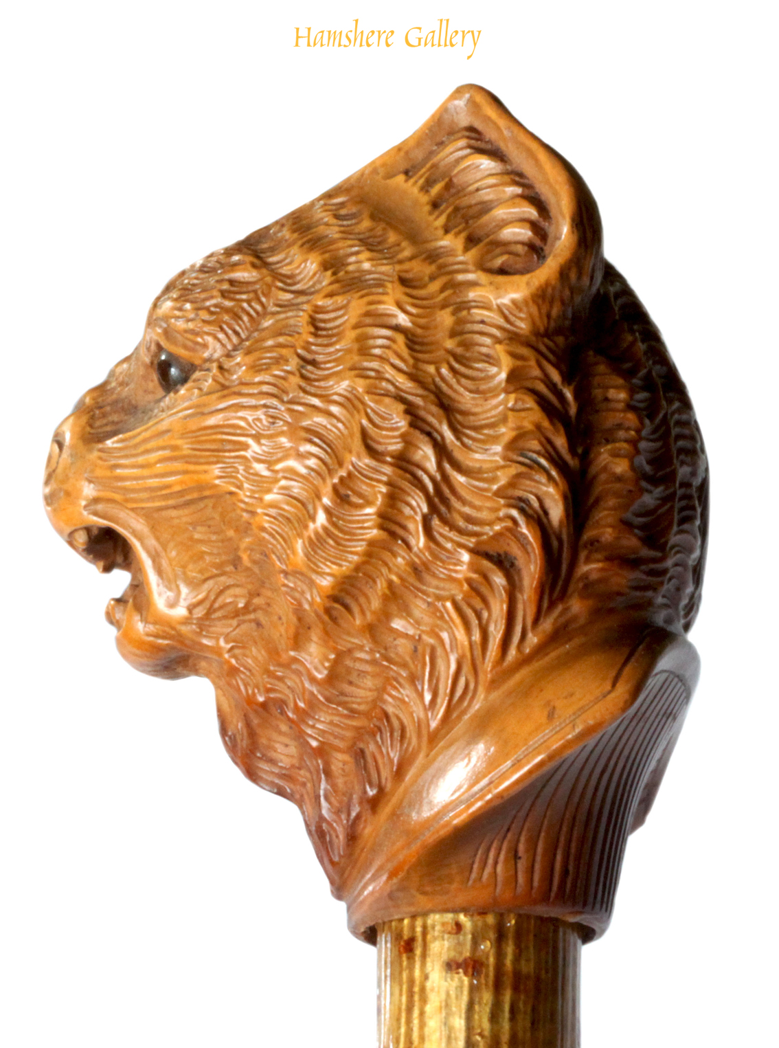 Click for larger image: A circa 1900 boxwood cat cane. - A circa 1900 boxwood cat cane.