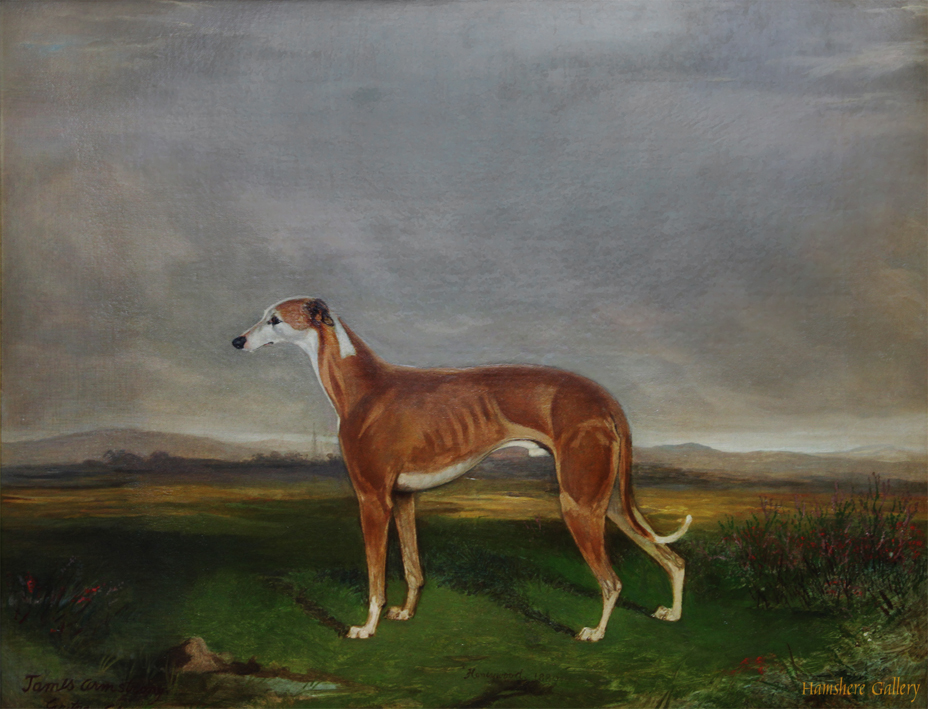 Click for larger image: Oil on canvas of the celebrated Greyhound