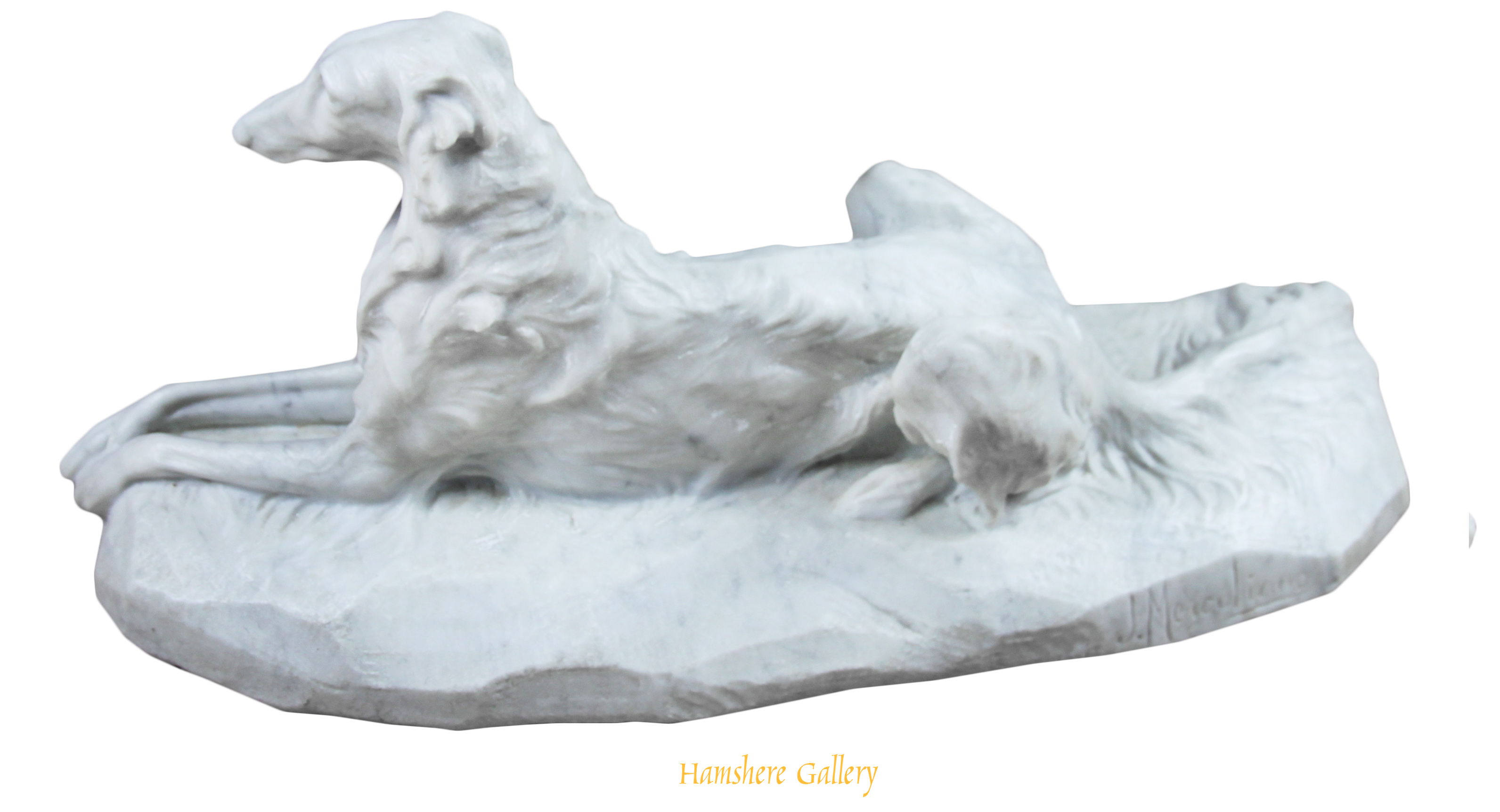 Click for larger image:    A marble sculpture of a Borzoi by Giacomo Merculiano (Italian, 1859-1935) - <br />
 <br />
A marble sculpture of a Borzoi by Giacomo Merculiano (Italian, 1859-1935)