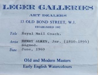 Click for larger image: â€˜Legerâ€™ label to the reverse - â€˜Legerâ€™ label to the reverse