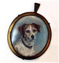 Click to see full size: Jack Russell miniature in pendant frame- Jack Russell miniature in pendant frame