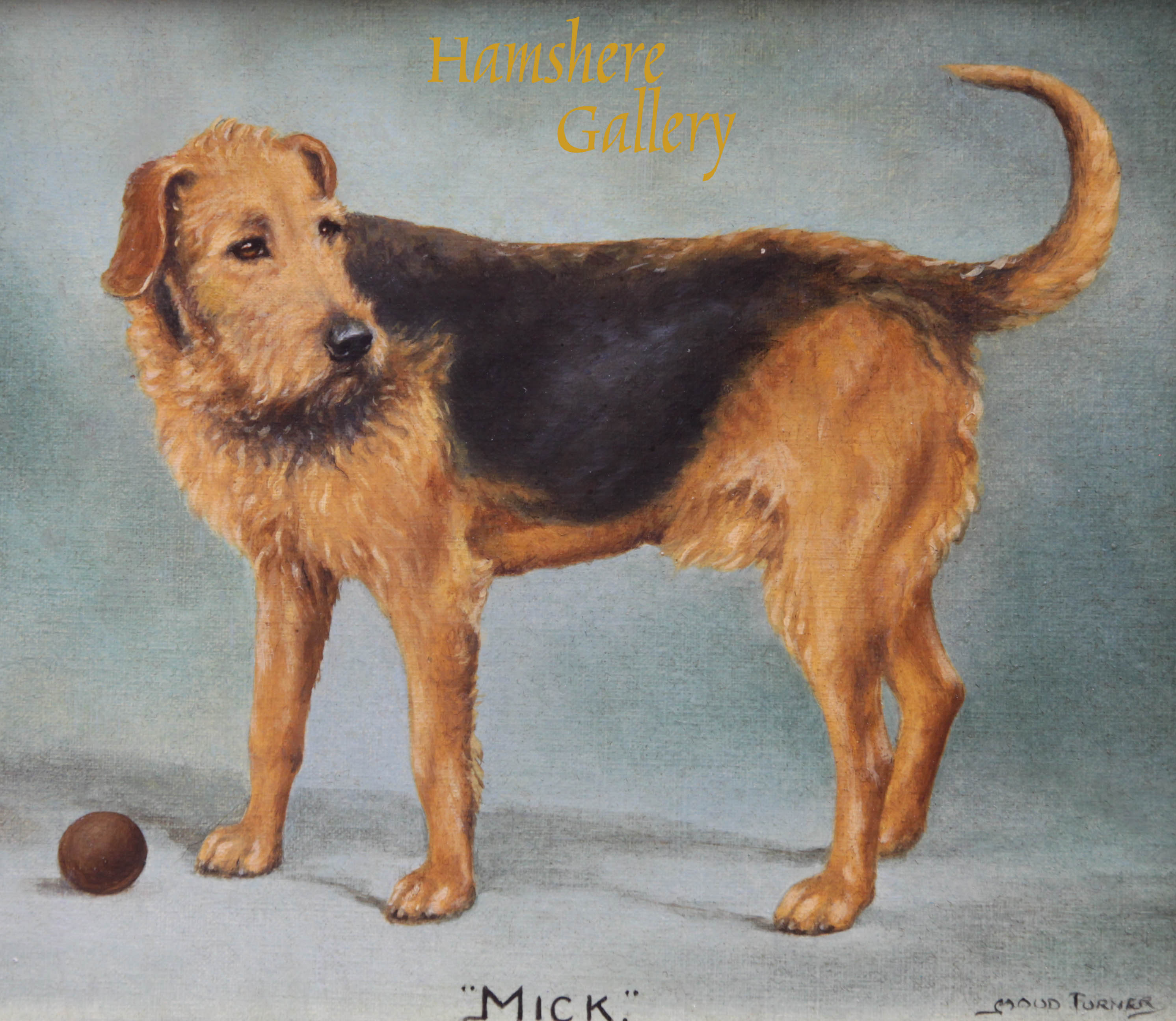 Click to see full size: The Airedale ‘Mick’, oil, by Miss Maud M Turner (English, 1862 - 1947)