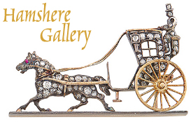 Click to see full size:  A cab carriage with cab driver diamond and ruby brooch- A cab carriage with cab driver diamond and ruby brooch