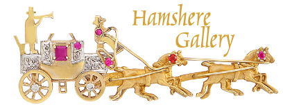 Click to see full size: An American gold, diamond and ruby coaching / carriage brooch- An American gold, diamond and ruby coaching / carriage brooch