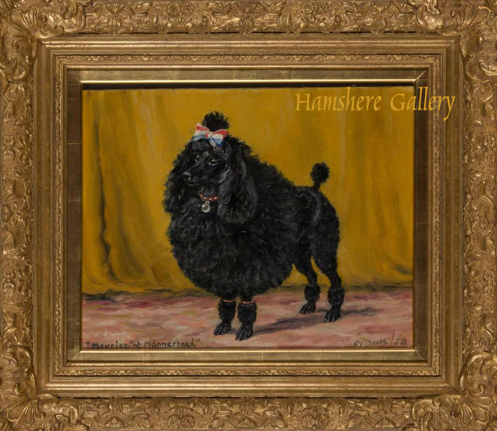 Click for larger image: Oil painting on canvas board of a poodle by Thomas Frederick Daws RA(English , 1878-1956) - Oil painting on canvas board of a poodle by Thomas Frederick Daws RA(English , 1878-1956)