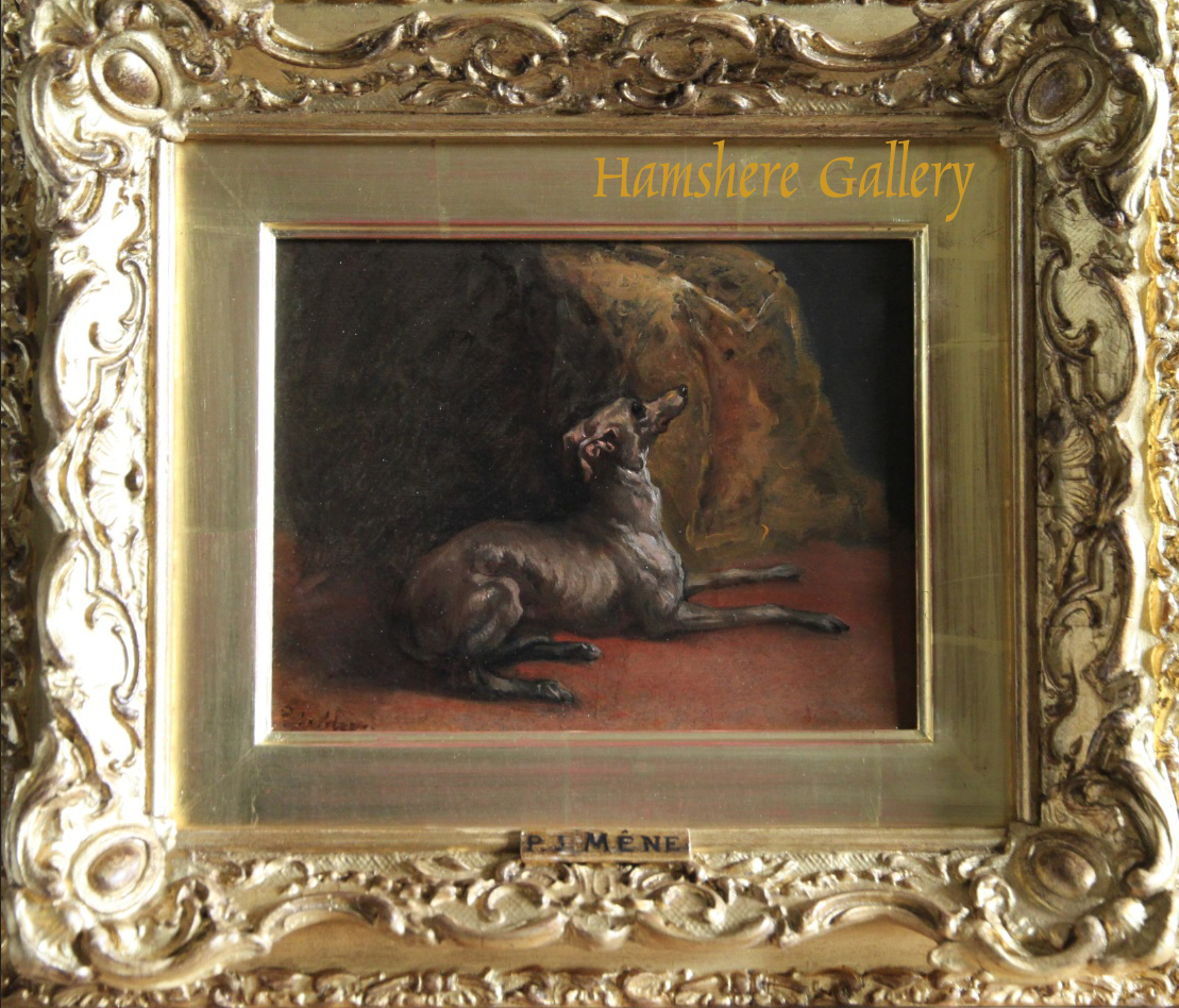 Click for larger image: Italian Greyhound oil by Pierre Jules Mene - Italian Greyhound oil by Pierre Jules Mene