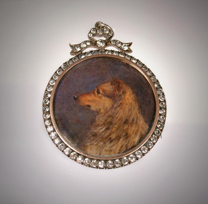 Click for larger image: Miniature on Ivory of a Collie by Edith Waltons - Miniature on Ivory of a Collie by Edith Waltons