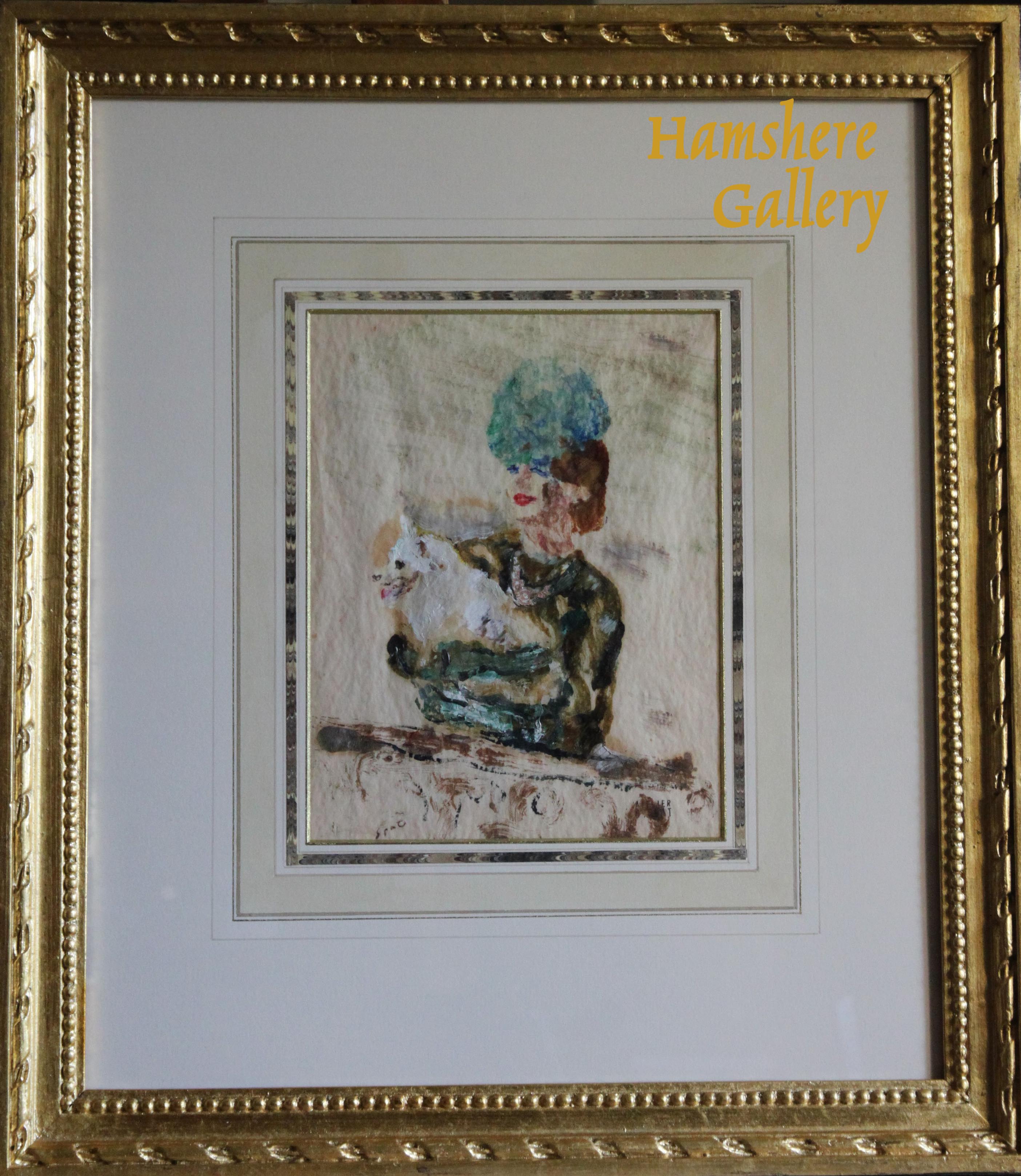 Click for larger image: Oil of lady and Spitz by Gabriel Spat ChiÅŸinÄu (MoldaviÃ« 1890-1967) - Oil of lady and Spitz by Gabriel Spat ChiÅŸinÄu (MoldaviÃ« 1890-1967)