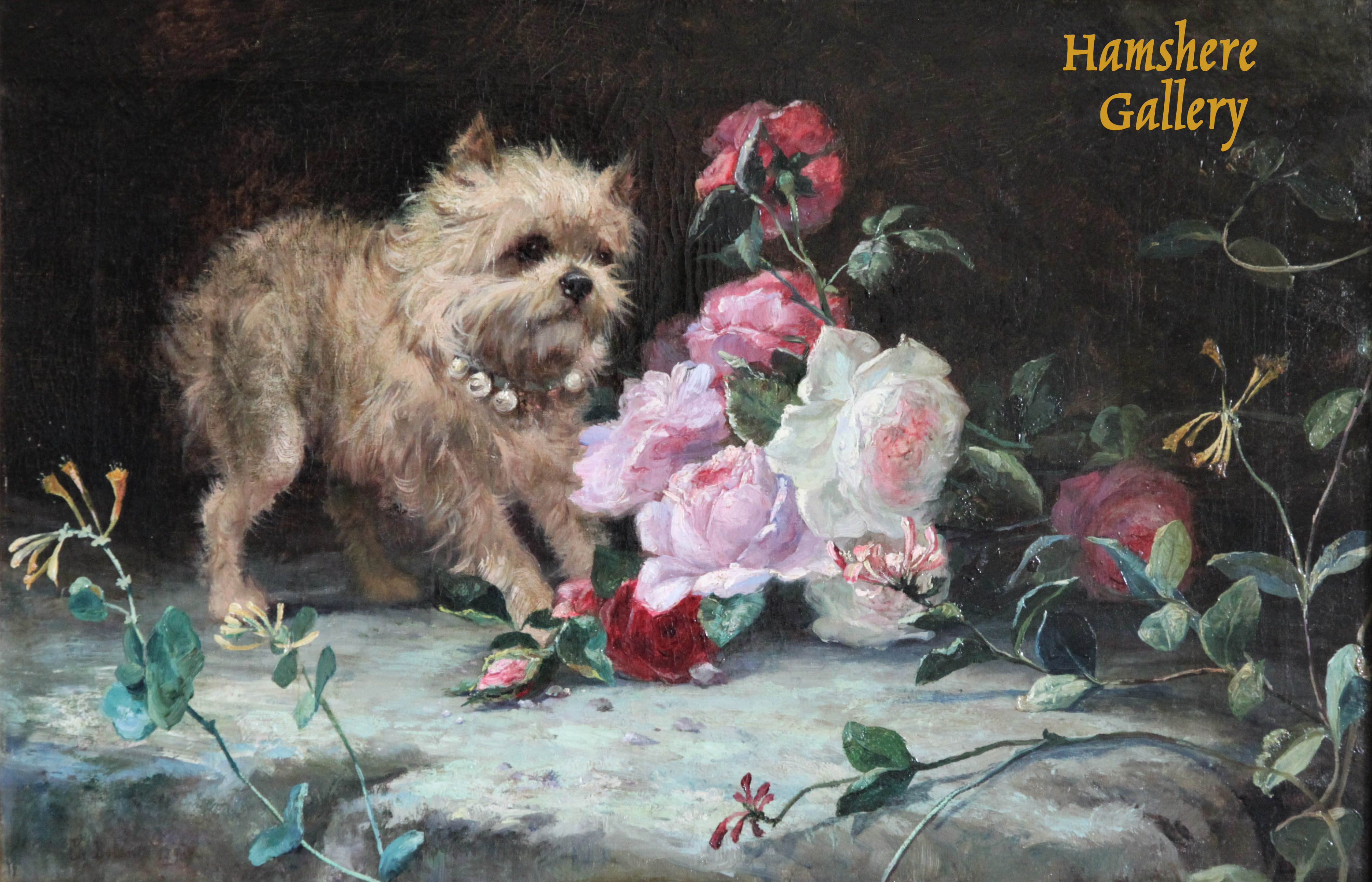 Click to see full size: Griffon Bruxellois oil by Charles H D Boland (Belgium, c1850-?)