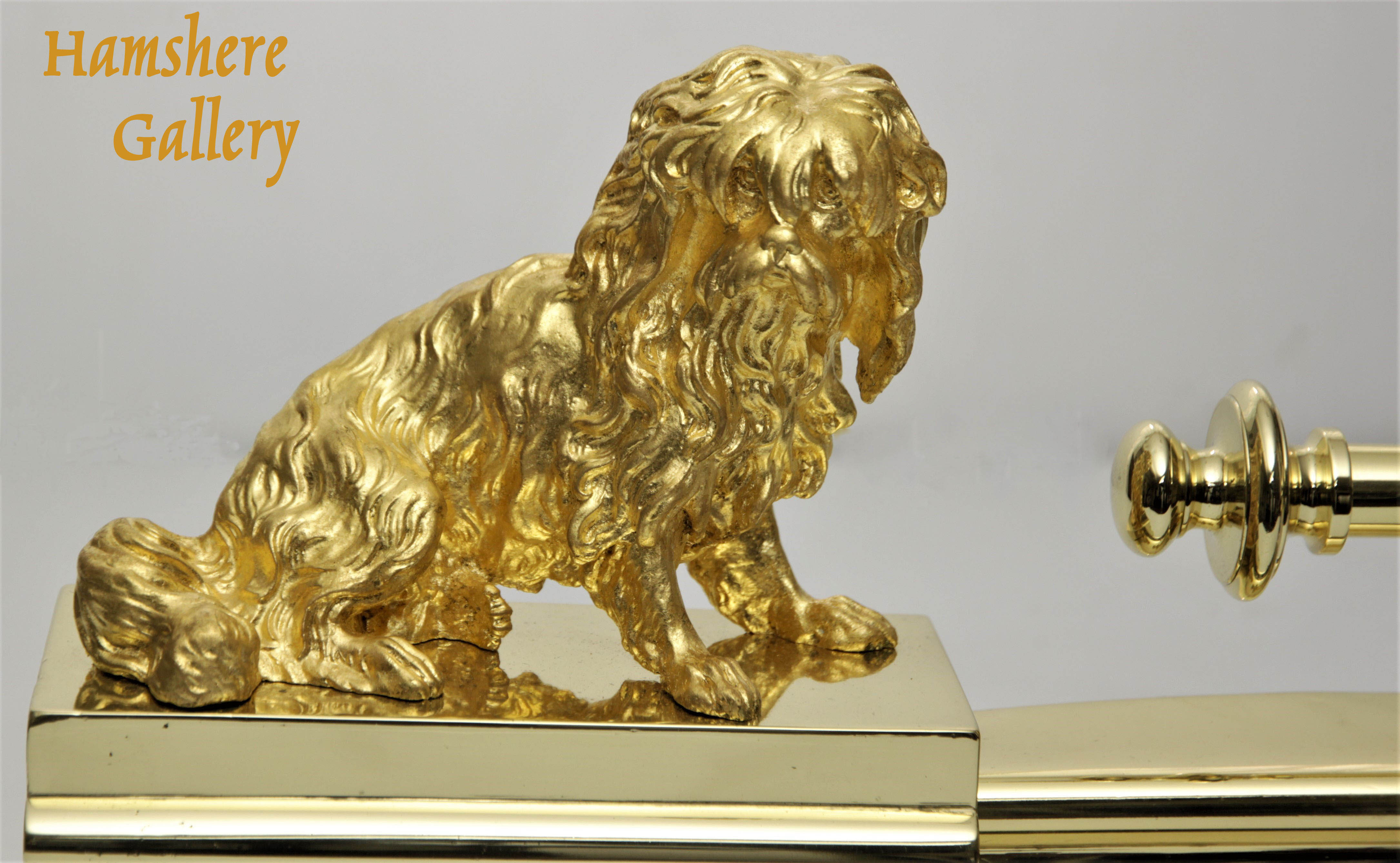 Click for larger image: A 19th century cast brass and bronze Maltese fireplace fender / chenets , modelled on Ninette - A 19th century cast brass and bronze Maltese fireplace fender / chenets , modelled on Ninette