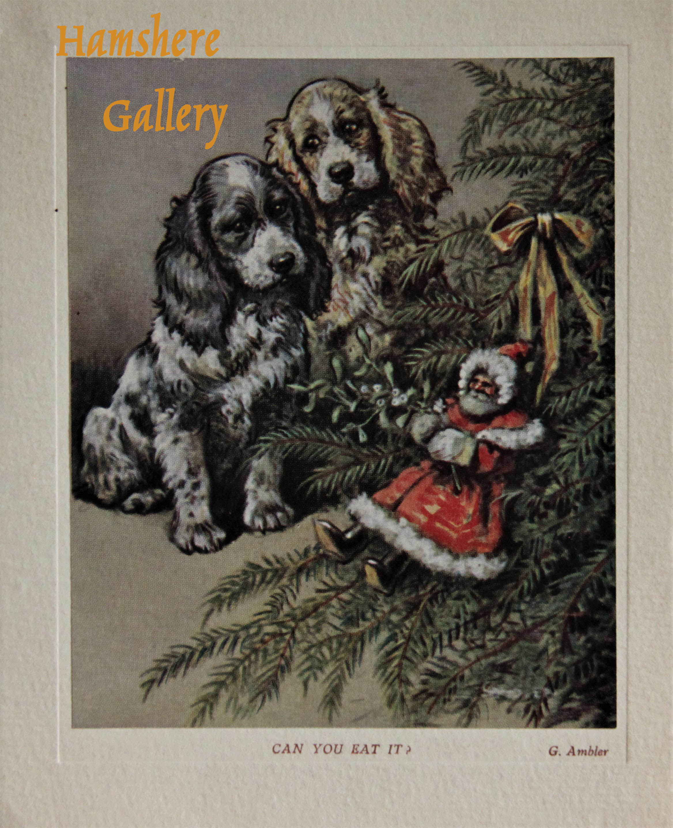 Click for larger image:    â€œCan You Eat Itâ€, a lithograph Christmas card of a pair of Cocker Spaniels design by Christopher Gifford Ambler (English, 1886-1965) for for â€œSamuel A. C. Toddâ€ - â€œCan You Eat Itâ€, a lithograph Christmas card of a pair of Cocker Spaniels design by Christopher Gifford Ambler (English, 1886-1965) for for â€œSamuel A. C. Toddâ€